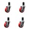 Service Caster 3.5'' SS Red Poly Wheel Swivel 1-5/8'' Expanding Stem Caster Set, 4PK SCC-SSEX20S3514-PPUB-RED-158-4 - alternate 1